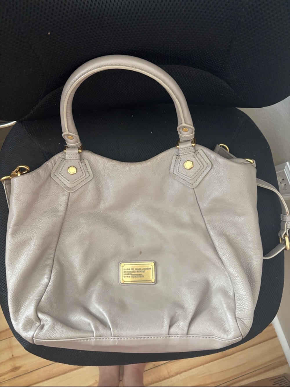 Marc by Marc Jacobs Light Taupe Leather Tote with Gold Hardware